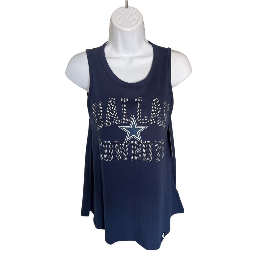 NFL Fanatics Dallas Cowboys Football Womens Rhinestone Bling Flowy Tank Top Sz S